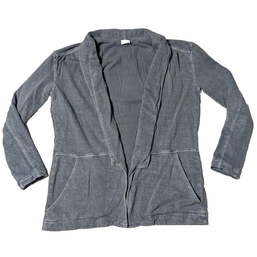POETRY Open Front Cardigan‎ Blue Mineral Wash Hemp Cotton Blend  - Women Size 4